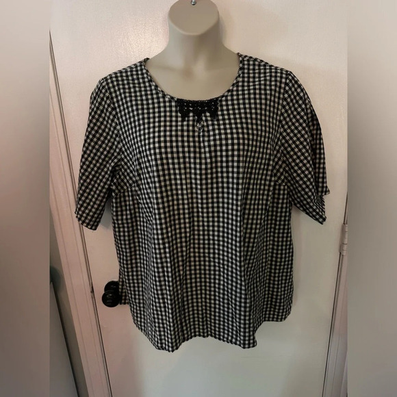 Catherine’s 100% Cotton gingham black white blouse size 2X 22/24 #1342 - Picture 1 of 8